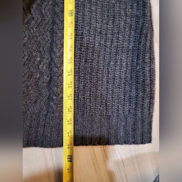 Jillian Jones 100% LambsWool Midi Cardigan Cable Knit Dark Gray Fisherman Sz XL - Picture 8 of 15